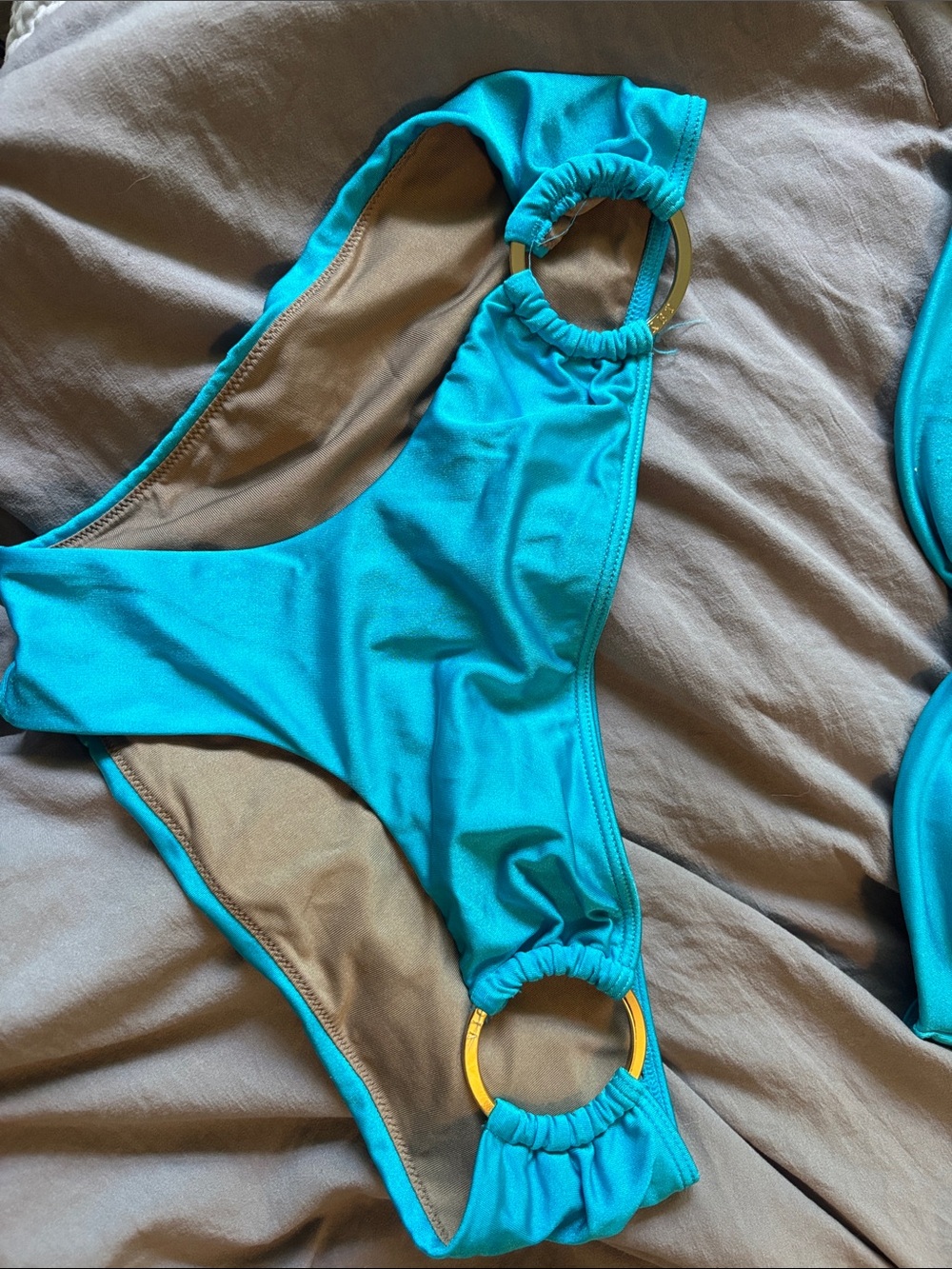 Victoria Secret Turquoise Halter Bikini Set with Gold Ring Accents - Women Swim - Picture 3 of 4